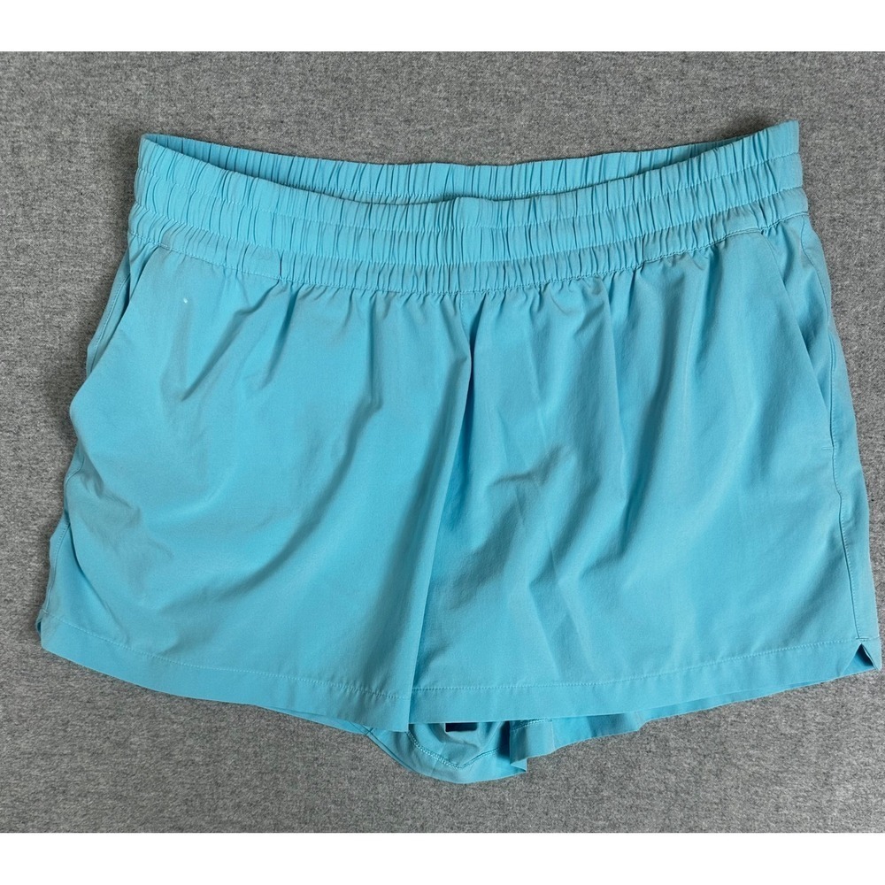 Athleta Weekender Mid Rise Run Short Size Large Aqua Elastic Waist Lined Pockets